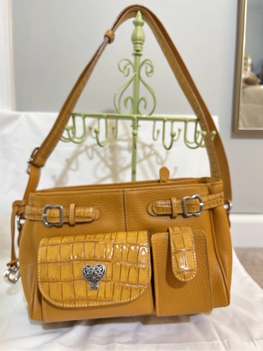Brighton Mustard Yellow Shoulder Bag - Classic Structured Style Y2K Fashion